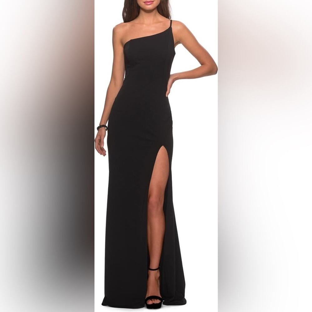 NWT La Femme One-Shoulder Jersey Gown Size 4